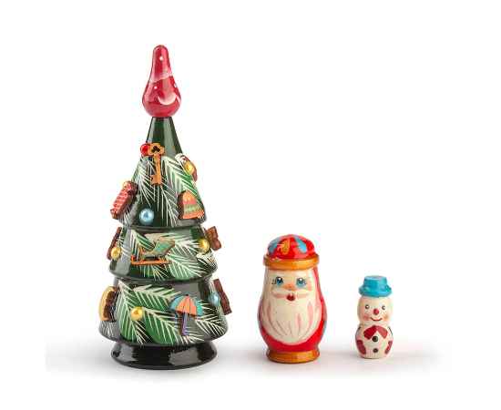 Шкатулка с лого Сугревъ  с 7 чаями и подарочной елкой - матрешкой, Цвет: бежевый, Размер: 23,5 х 23,5 х 9,5 см, изображение 4