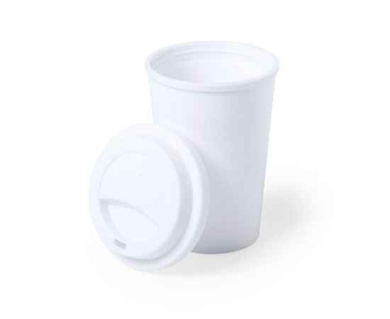 Стакан KOTON с крышкой, 13,4х9,3см, 450 мл, антибактериальный пластик, Цвет: белый, изображение 2