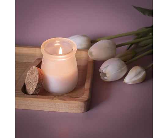 Свеча TEPOR ароматизированная (ваниль), белый,7,6х5,6см, пробковое дерево, воск, стекло, Цвет: белый, изображение 5