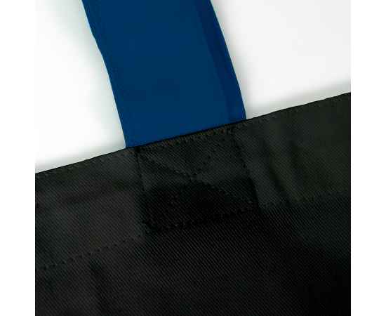 Сумка START, черный с синими ручками,  100% х/б, 220 г/м2, Цвет: черный, синий, Размер: 36,5х35 длина ручек 70см, дно 5 см, изображение 4