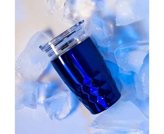 Термокружка вакуумная 'Cristal', синий, 350 мл, металл, стекло, Цвет: синий, изображение 7
