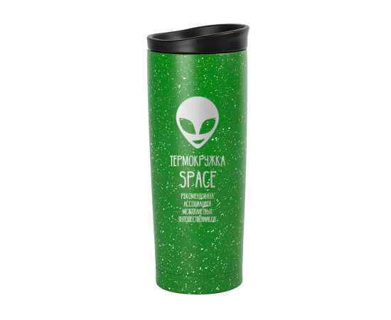 Термокружка вакуумная SPACE,  450 мл, зеленый, металл/пластик, Цвет: зеленый, изображение 5