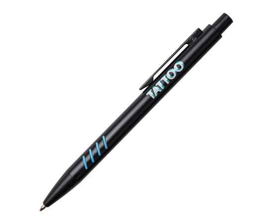 TATTOO, ручка шариковая, черный с голубыми вставками grip, металл, Цвет: тёмно-серый, голубой, изображение 4