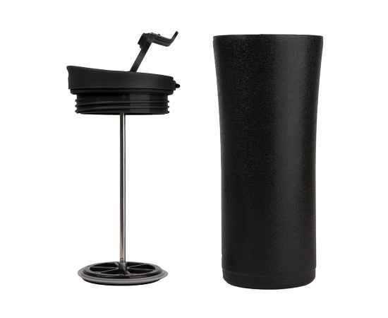Термокружка вакуумная с ситечком 'Brew',  380 мл,  черный металлик, металл/пластик, Цвет: Чёрный, изображение 3