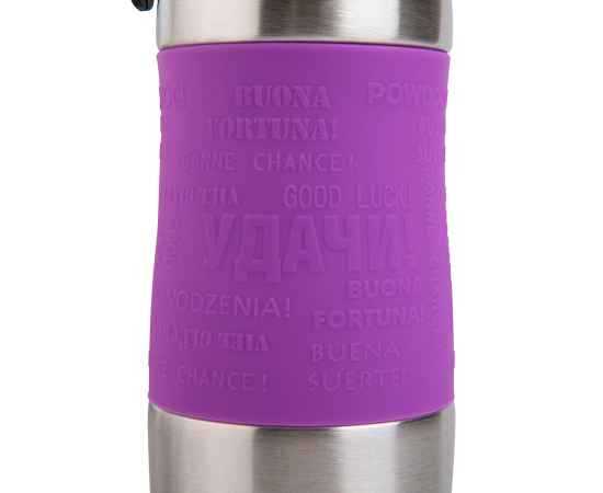 Термокружка вакуумная 'УДАЧА silver',  400 мл,  фиолетовый, металл/силикон, Цвет: фиолетовый, изображение 3