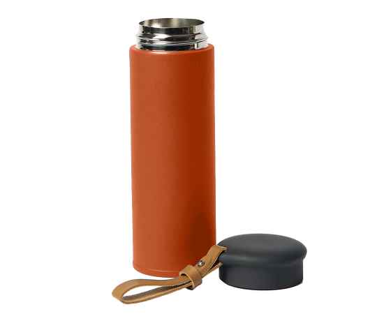 Термос вакуумный STRIPE, оранжевый, нержавеющая сталь, 450 мл, Цвет: оранжевый, черный, изображение 2
