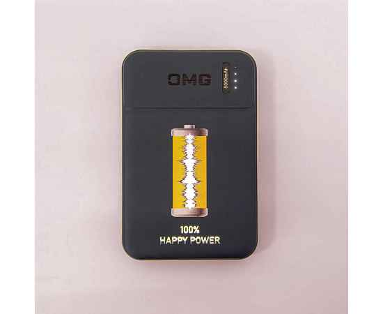 Универсальный аккумулятор OMG Flash 5 (5000 мАч) с подсветкой и soft touch, черный, 9,8х6.3х1,3 см, Цвет: черный, изображение 8