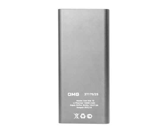 Универсальный аккумулятор OMG Iron line 10 (10000 мАч), металл, серебристый, 14,7х6.6х1,5 см, Цвет: серебристый, изображение 3