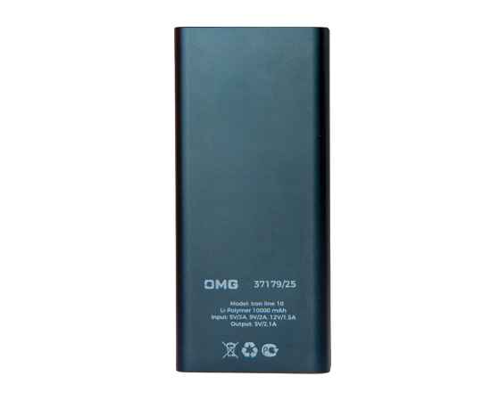 Универсальный аккумулятор OMG Iron line 10 (10000 мАч), металл, синий, 14,7х6.6х1,5 см, Цвет: синий, изображение 3