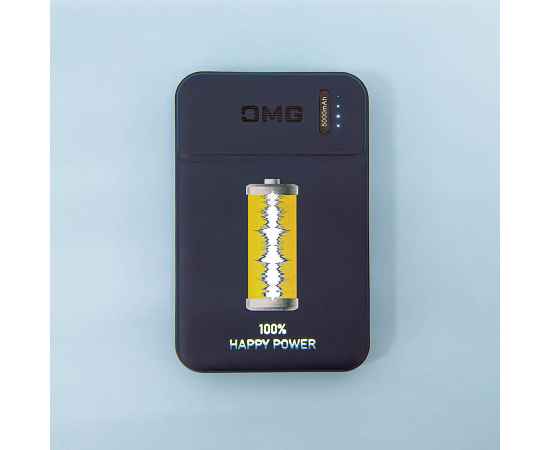 Универсальный аккумулятор OMG Flash 5 (5000 мАч) с подсветкой и soft touch, синий, 9,8х6.3х1,3 см, Цвет: синий, изображение 8