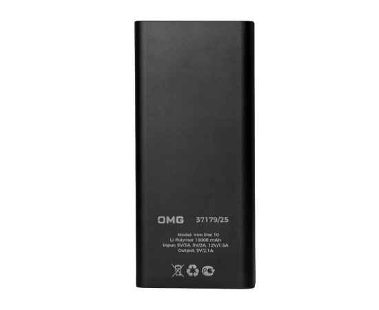 Универсальный аккумулятор OMG Iron line 10 (10000 мАч), металл, черный, 14,7х6.6х1,5 см, Цвет: черный, изображение 3
