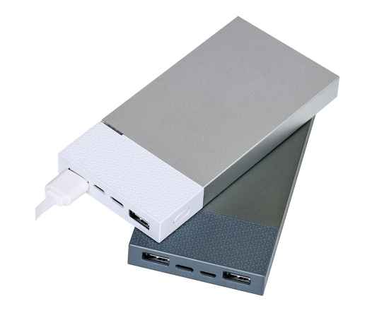 Универсальный аккумулятор 'Slim Pro' (10000mAh),серый, 13,8х6,7х1,5 см,пластик,металл, Цвет: серый, изображение 3