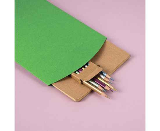 Набор подарочный PAINTER: скетчбук-блокнот, набор цветных карандашей, коробка, зеленое яблоко, Цвет: зеленое яблоко, Размер: 23 x 16 x 4 см, изображение 5