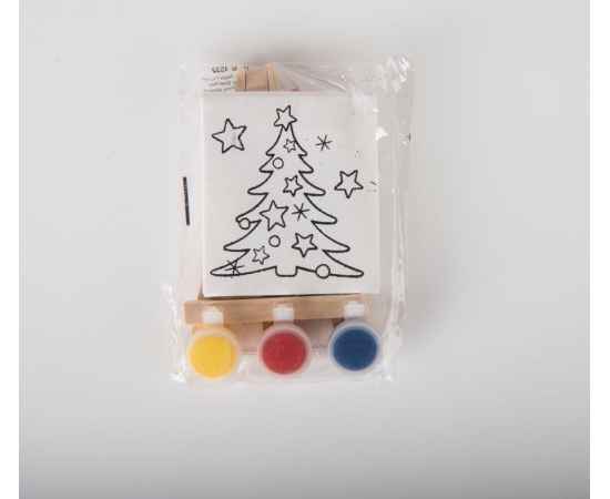 Набор для раскраски  'Дед Мороз':холст,мольберт,кисть, краски 3шт, 7,5х12,5х2 см, дерево, холст, Цвет: белый, изображение 2