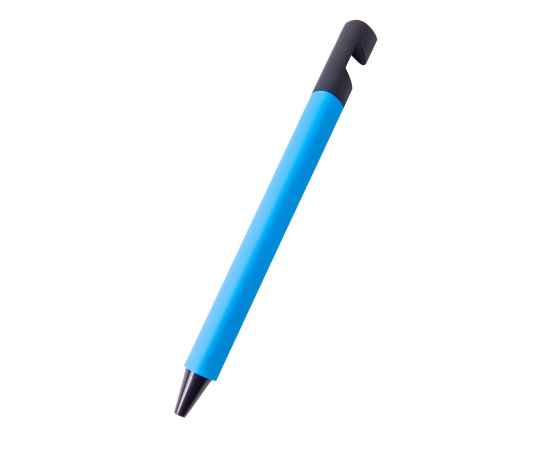 N5 soft, ручка шариковая, голубой/черный, пластик,soft-touch, подставка для смартфона, Цвет: голубой, черный, изображение 2