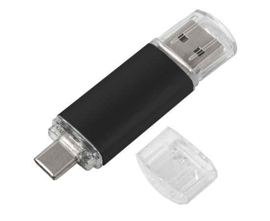 USB flash-карта ASSORTI OTG Type-C (8Гб), черная, 6,3х1,7х0,8 см, металл, изображение 3
