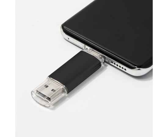 USB flash-карта ASSORTI OTG Type-C (8Гб), черная, 6,3х1,7х0,8 см, металл, изображение 4