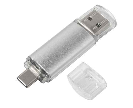 USB flash-карта ASSORTI OTG Type-C (16Гб), серебристая, 6,3х1,7х0,8 см, металл, изображение 3