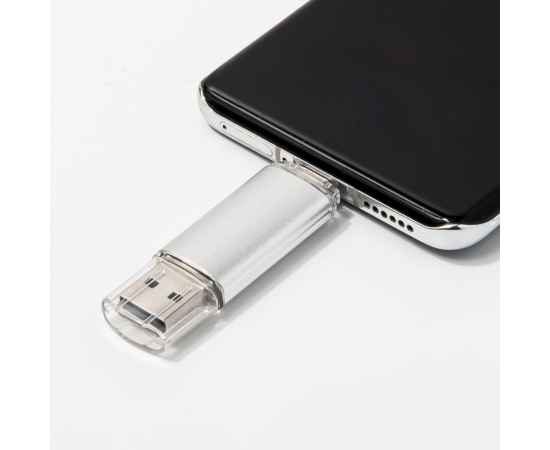 USB flash-карта ASSORTI OTG Type-C (16Гб), серебристая, 6,3х1,7х0,8 см, металл, изображение 4