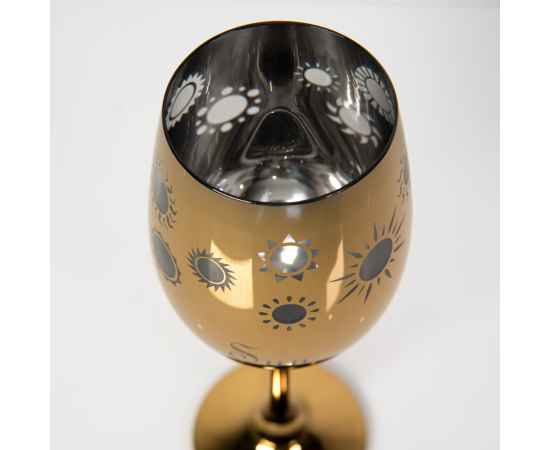 Набор бокалов для вина MOON&SUN (2шт), золотой и серебяный, 22,5х24,8х11,9см, стекло, Цвет: серебристый, золотистый, изображение 4