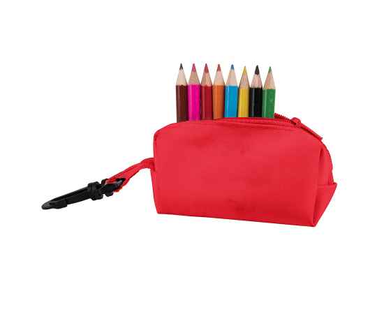 Набор цветных карандашей (8шт) с точилкой MIGAL в чехле, красный, 4,5х10х4 см, дерево, полиэстер, Цвет: красный, изображение 3