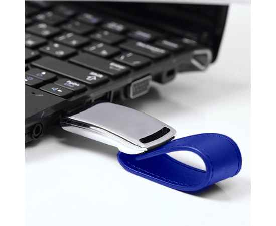 USB flash-карта 'Lerix' (8Гб), темно-синий, 6х2,5х1,3см, металл, искусственная кожа, Цвет: синий, серебристый, изображение 3