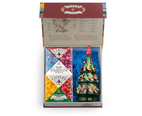 Набор подарочный  'Сугревъ. Россия' из 2-х коробочек с листовым чаем и ёлкой-матрешкой, Цвет: разные цвета, Размер: 15 x 15 x 6,5 см, изображение 5