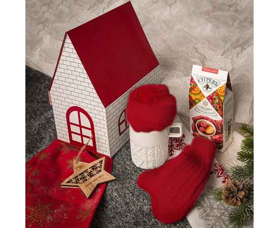 Набор подарочный SNOWFALL: кружка, варежки, носки, красный, Цвет: красный, изображение 4