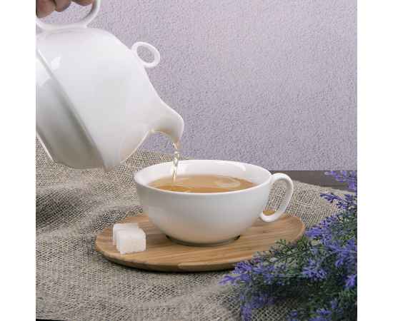 Набор  'Мила': чайник и чайная пара в подарочной упаковке, 22х22х12см,500мл и 300мл, фарфор, бамбук, Цвет: коричневый, белый, изображение 6