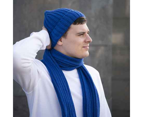 Набор подарочный НАСВЯЗИ©: шапка, шарф,  варежки, носки, синий, Цвет: синий, изображение 2