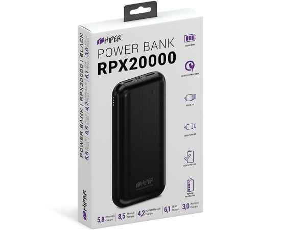 Универсальный аккумулятор RPX20000, QC3.0, PD, TYPE C, емкость 20000 мАч, черный, Цвет: Чёрный, изображение 3