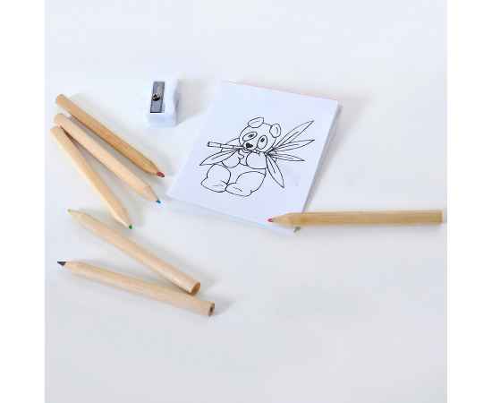 Набор цветных карандашей с раскрасками и точилкой 'Figgy', 7,4х9х1,5см, дерево, картон, бумага, Цвет: коричневый, изображение 4