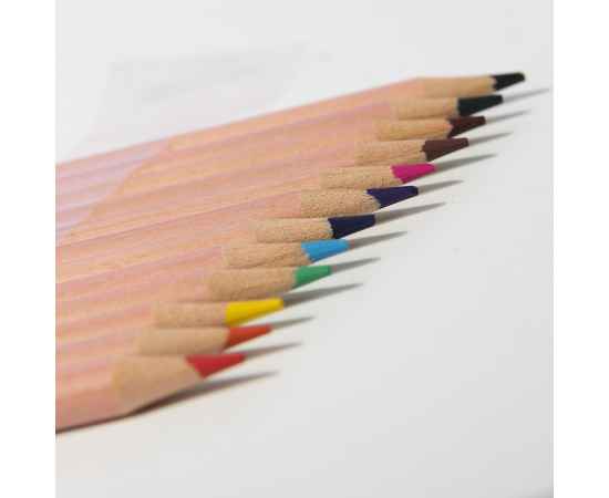 Набор цветных карандашей мини FLORA ,12 цветов, в тубе, дерево, картон, изображение 3