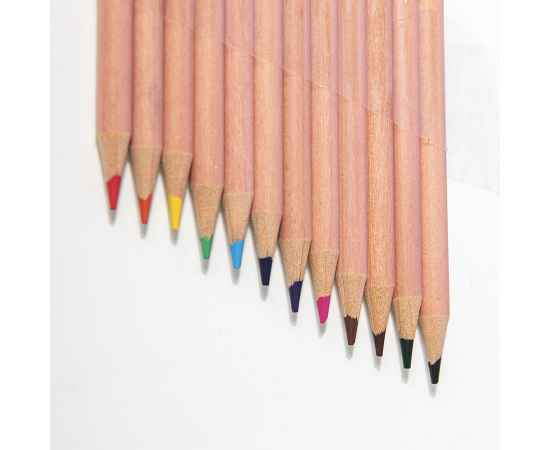 Набор цветных карандашей мини FLORA ,12 цветов, в тубе, дерево, картон, изображение 4