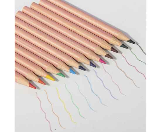 Набор цветных карандашей мини FLORA ,12 цветов, в тубе, дерево, картон, изображение 5