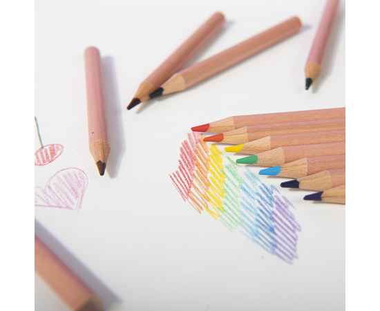 Набор цветных карандашей мини FLORA ,12 цветов, в тубе, дерево, картон, изображение 6
