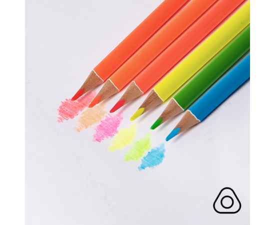 Набор цветных карандашей NEON, 6 цветов, дерево, картон, изображение 5