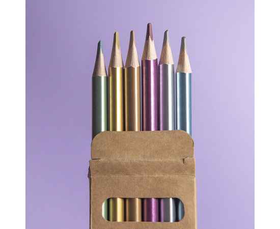 Набор цветных карандашей METALLIC, 6 цветов, дерево, картон, изображение 3