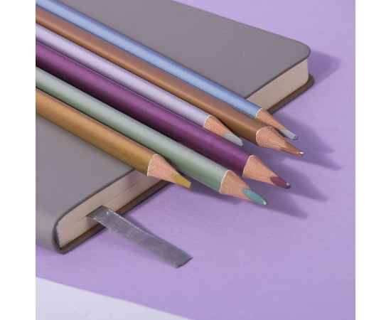 Набор цветных карандашей METALLIC, 6 цветов, дерево, картон, изображение 4