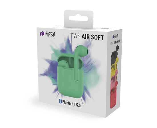 Наушники беспроводные с зарядным боксом TWS AIR SOFT, цвет мятный, Цвет: мятный, изображение 5