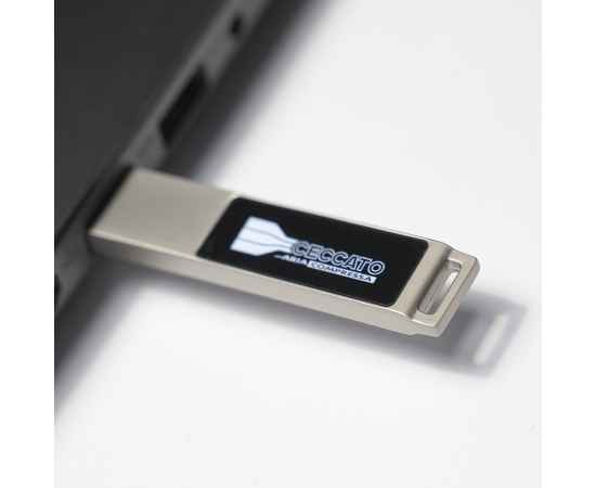 USB flash-карта LED с белой подсветкой (8Гб), серебристая, 6,6х1,2х0,45 см, металл, изображение 3
