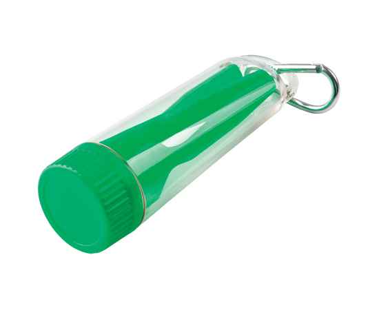 Набор 'Pocket':ложка,вилка,нож в футляре с карабином, зеленый, 4,2х15см,пластик, Цвет: зеленый, изображение 2