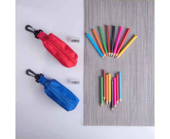 Набор цветных карандашей (8шт) с точилкой MIGAL в чехле, белый, 4,5х10х4 см, дерево, полиэстер, Цвет: белый, изображение 3