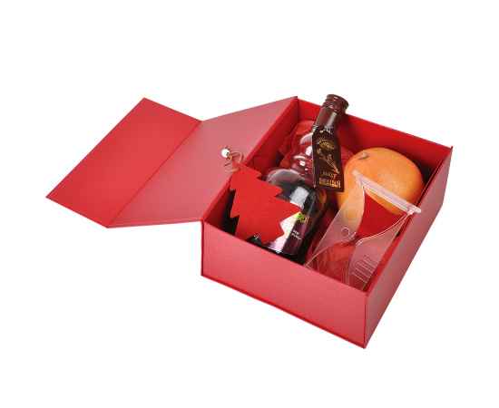 Коробка подарочная складная,  красный, 22 x 20 x 11 cm,  кашированный картон,  тиснение, шелкография, Цвет: красный, изображение 2