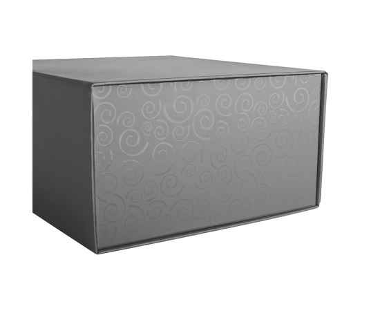 Коробка подарочная складная,  серебристый, 22 x 20 x 11cm,  кашированный картон,  тиснение, шелкогр., Цвет: серебристый, изображение 3