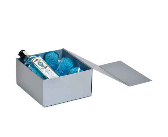Коробка подарочная складная,  серебристый, 22 x 20 x 11cm,  кашированный картон,  тиснение, шелкогр., Цвет: серебристый, изображение 7
