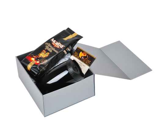 Коробка подарочная складная,  серебристый, 22 x 20 x 11cm,  кашированный картон,  тиснение, шелкогр., Цвет: серебристый, изображение 8