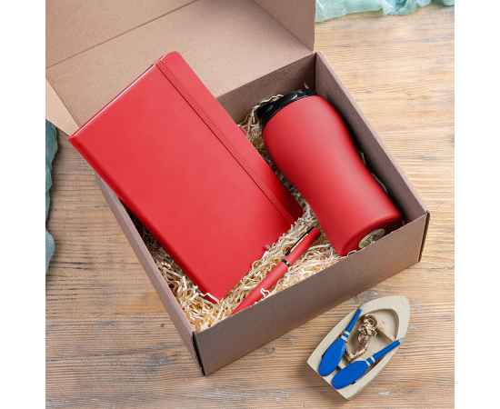 Набор подарочный SILKYWAY: термокружка, блокнот, ручка, коробка, стружка, красный, Цвет: красный, изображение 2