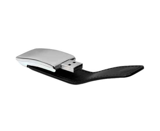 USB flash-карта 'Lerix' (8Гб), черный, 6х2,5х1,3см, металл, искусственная кожа, Цвет: черный, серебристый, изображение 2