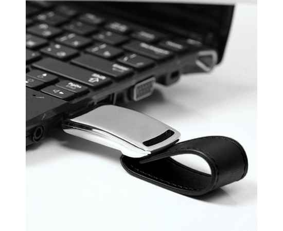 USB flash-карта 'Lerix' (8Гб), черный, 6х2,5х1,3см, металл, искусственная кожа, Цвет: черный, серебристый, изображение 3